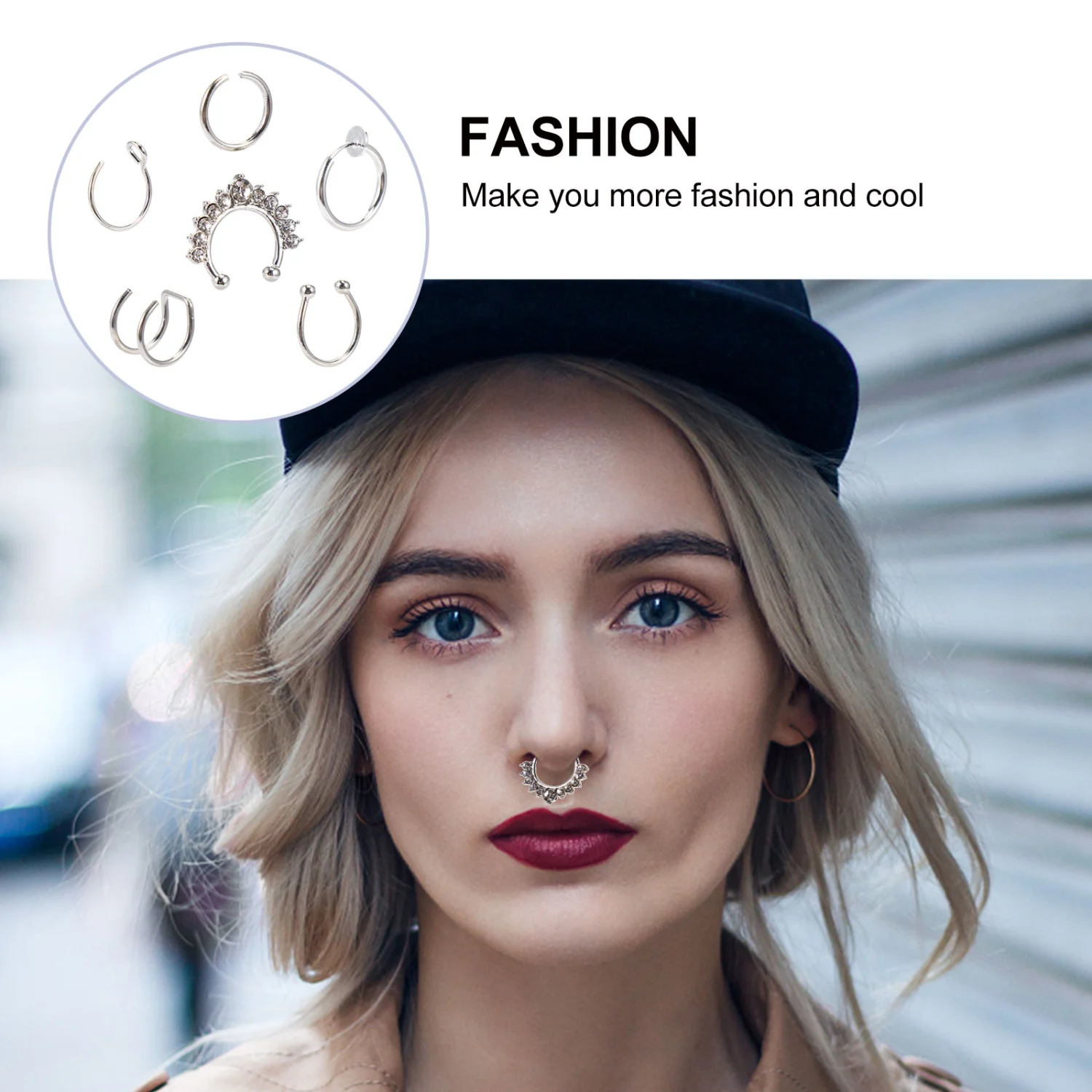 6Pcs Nostril Nose Decorative Nose Rings Fashion Nose Studs Piercing Jewelry