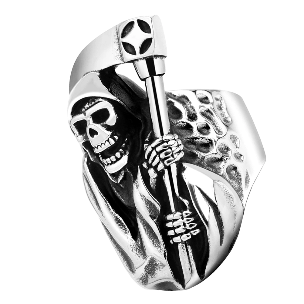 1PC Alloy Ring Reaper Scythe Ring Fierce Skull Ring Personalized Retro Ring