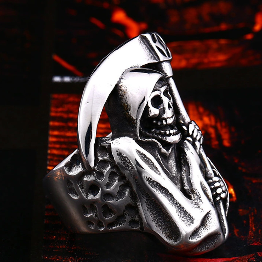 1PC Alloy Ring Reaper Scythe Ring Fierce Skull Ring Personalized Retro Ring