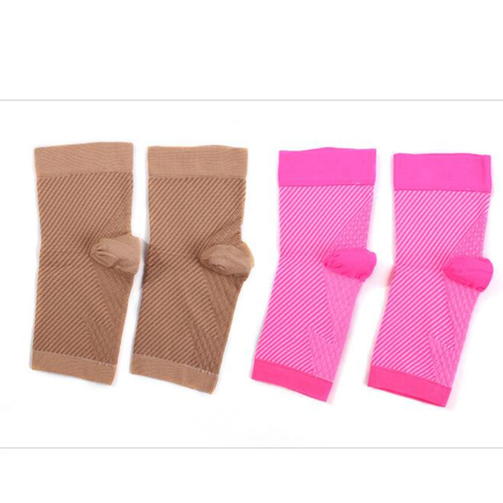 1 Pair of Compression Socks Elastic Ankle Support Socks Plantar Fasciitis Socks Ankle Protector Size L/XL Skin Color