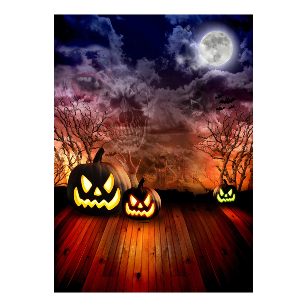 90*150cm 3D Halloween Creepy Backdrop Creepy Pumpkin Horror Night Tomb Background for Parties Photography Studio Photo Booth (DZ-754)