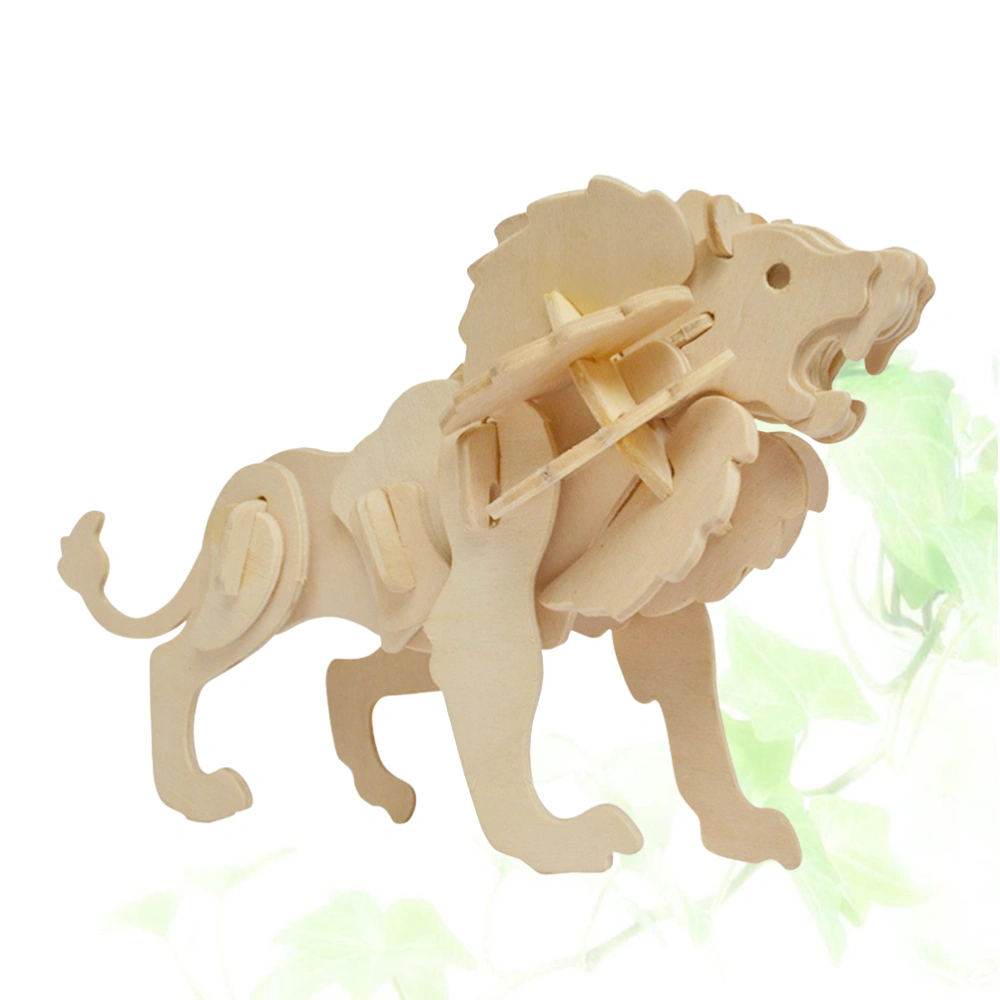 Lion Puzzle Wooden DIY Assembly 3D Puzzle Toy Educational Jigsaw Toy for Kids