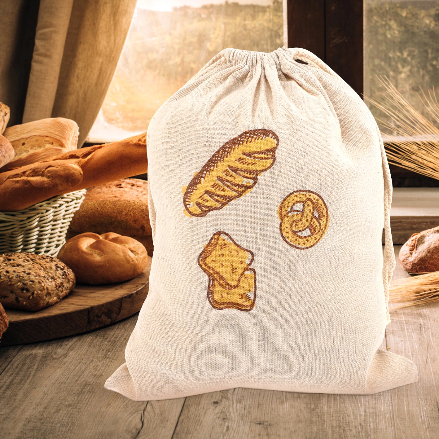 2Pcs Drawstring Bread Storage Bags Portable Bread Bags Reusable Bread Pouches