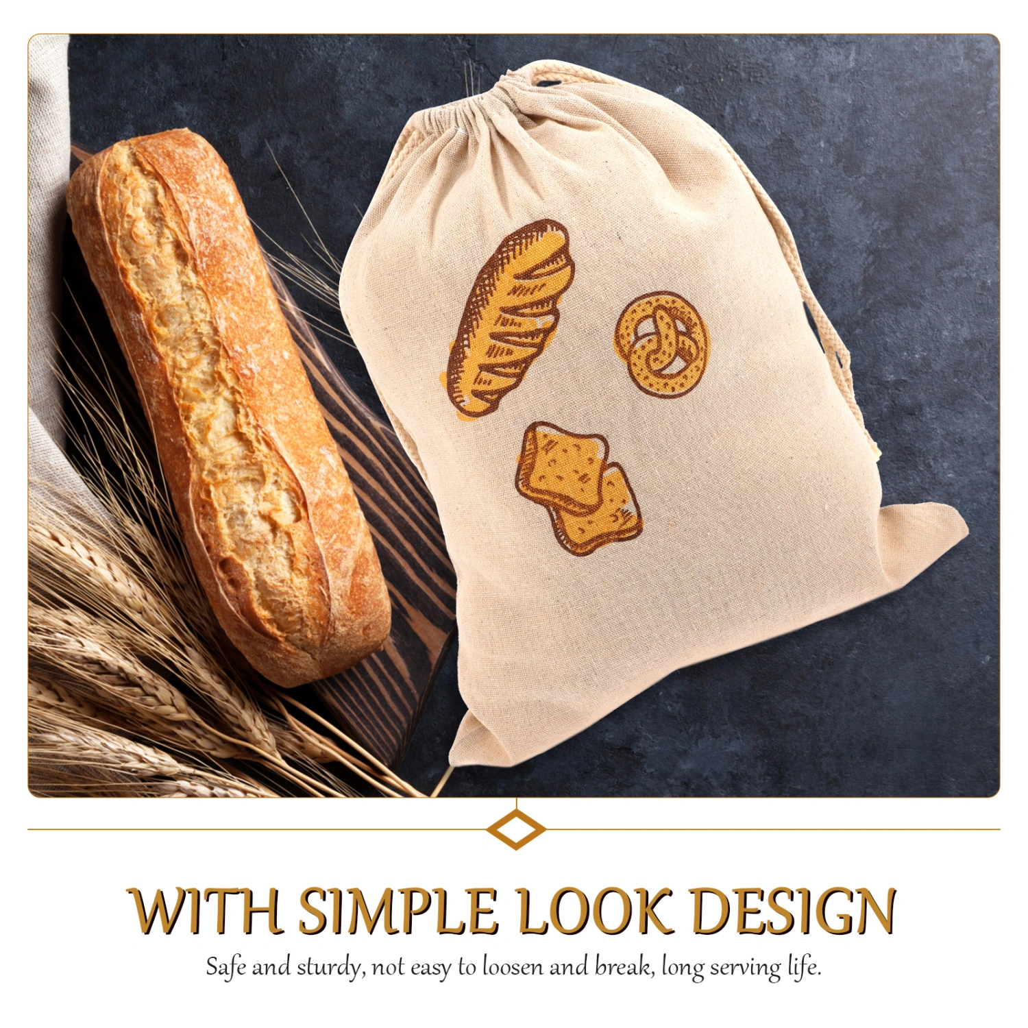2Pcs Drawstring Bread Storage Bags Portable Bread Bags Reusable Bread Pouches