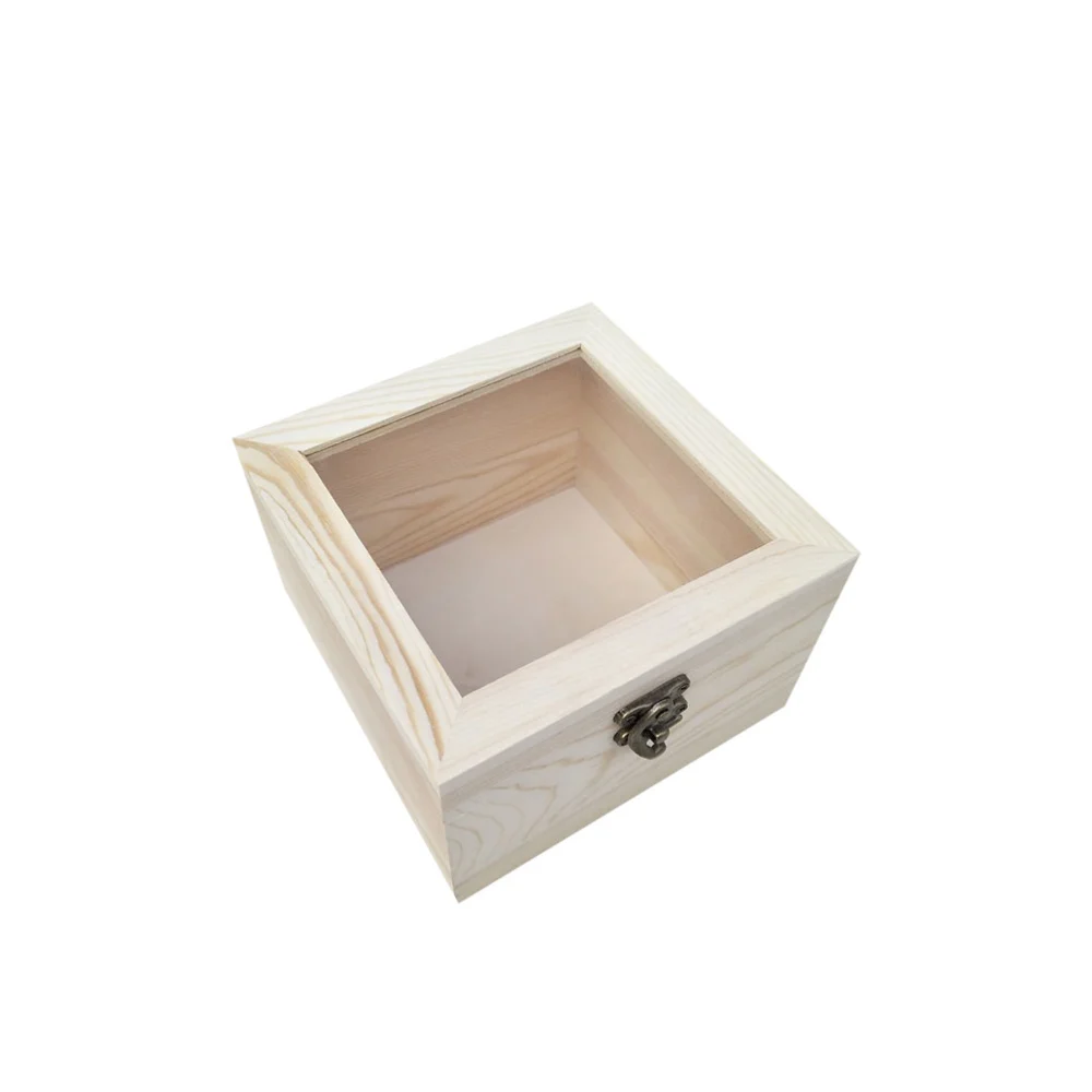 Everlasting Flower Gift High Grade Wooden Box DIY Wooden Rectangular Translucent Gift Box (Light Yellow 20 x 20 x 12cm)