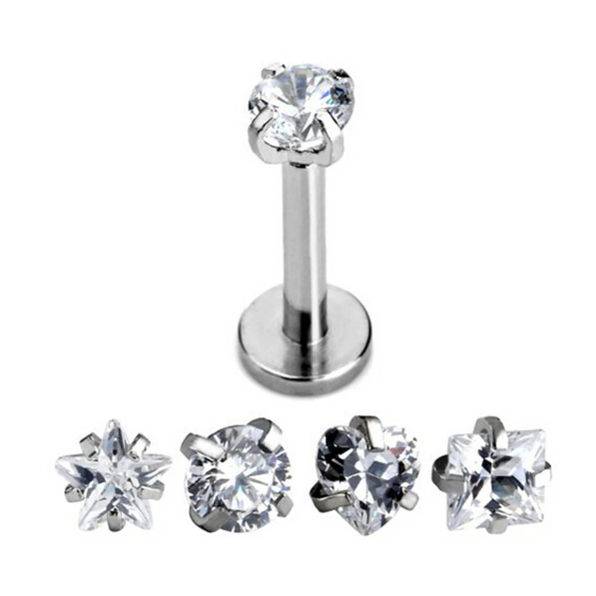 Clear CZ Star Tragus Lip Monroe Ear Triple Cartilage Helix Stud Earring