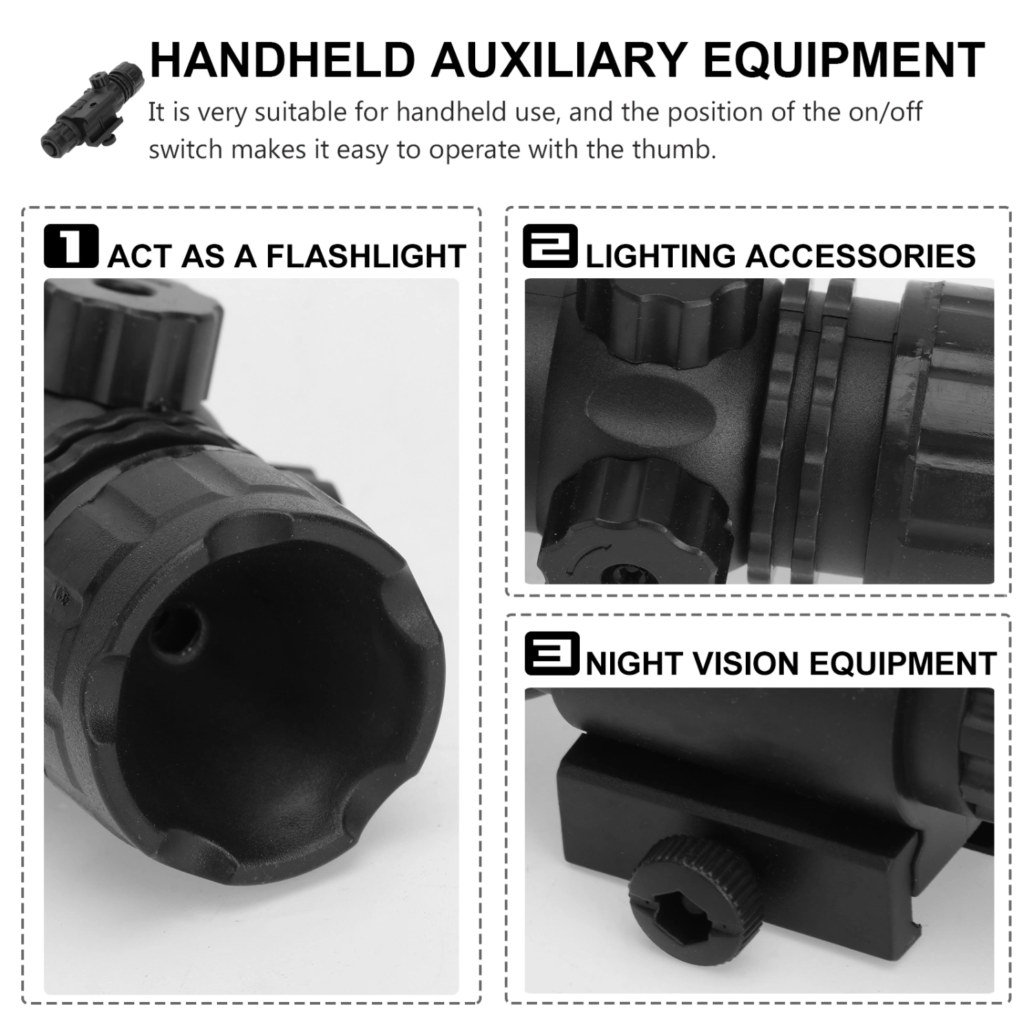 2pcs Water Adjustable Infrared Flashlight Universal Rail Water Accessories (Black)