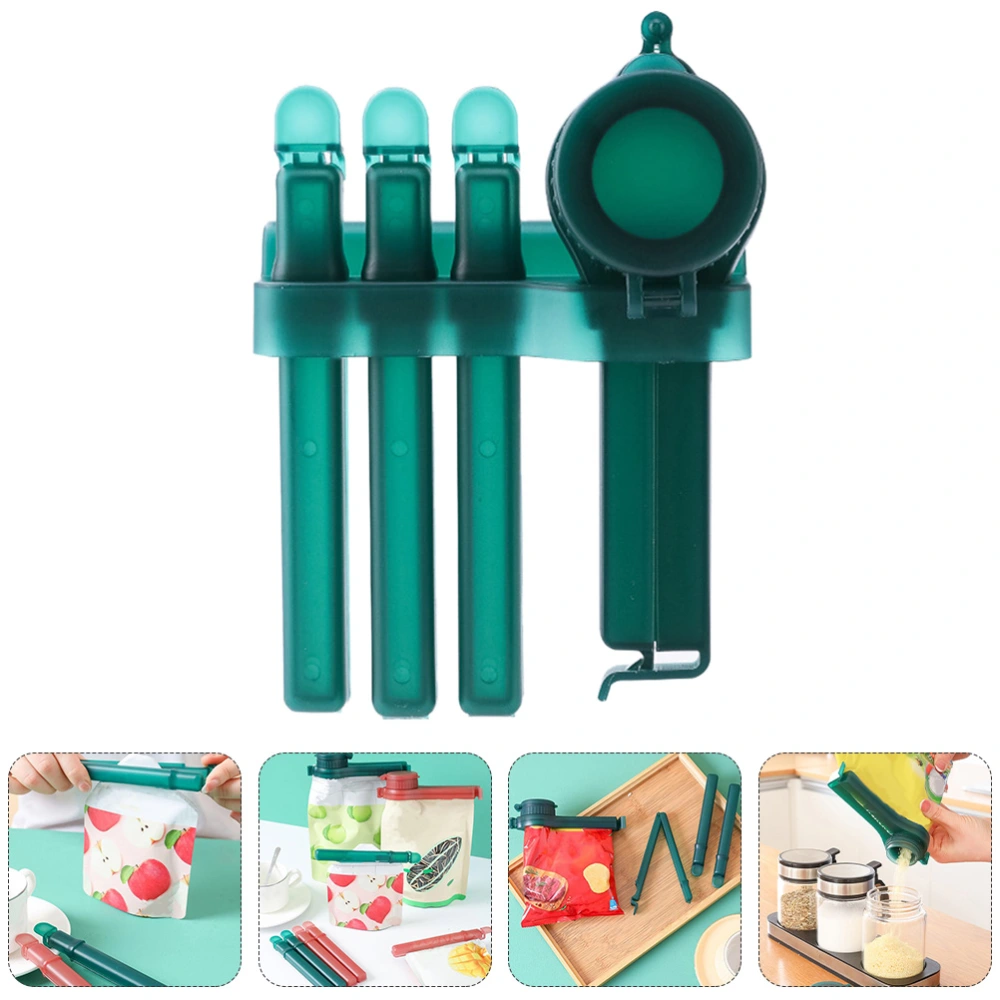 1 Set 4pcs Plastic Sealing Clips Food Sealing Clamps Food Bag Clamps (Green)