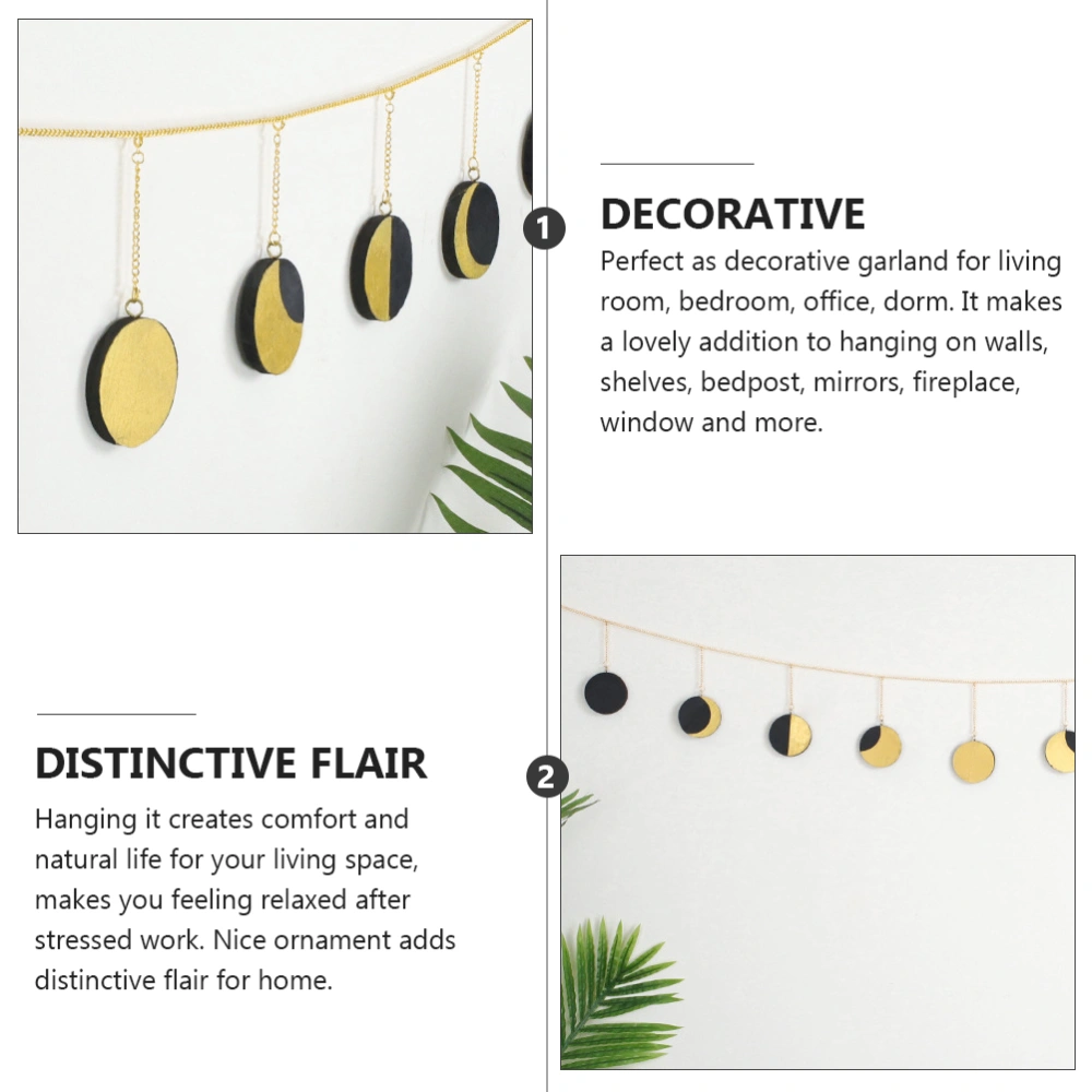 1Pc Wood Moon Phase Garland Bohemian Wall Hanging Decor Wall Art Ornaments