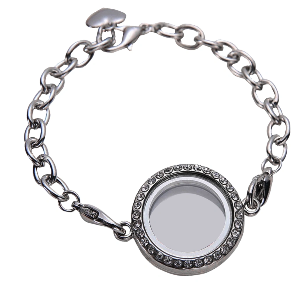 Magnetic Crystal Living Memory Locket Bracelet for Floating Charms Gift (Black)