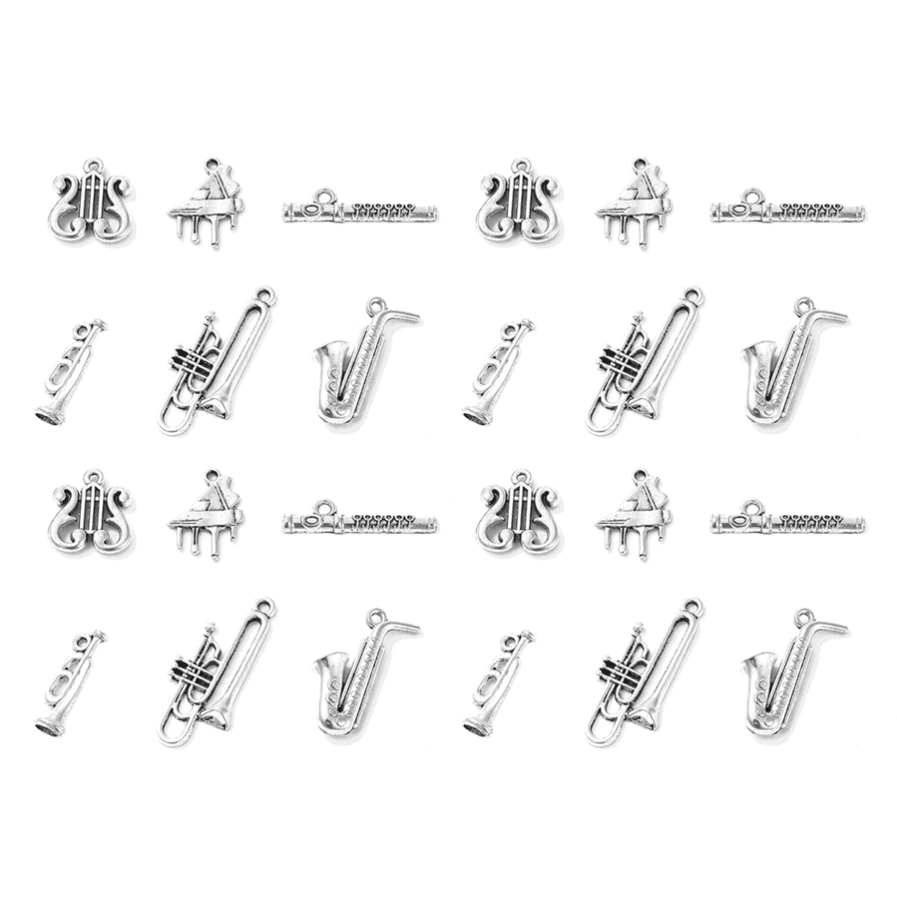 2 Set Vintage Alloy Pendant Charms Musical Instruments Shape Design Jewelry Accessories (Silver)