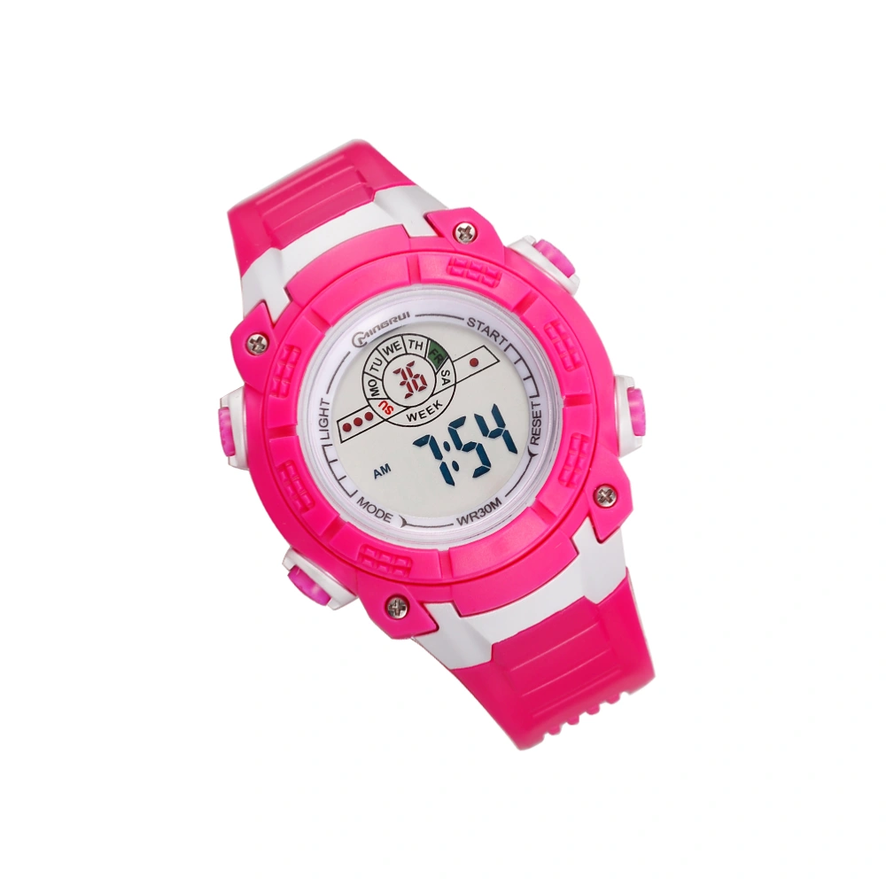 Small Children Watches Students Electronic Watch Waterproof Sports Watch Luminous Electronic Watch for Kids Girl Boy (Rosy)