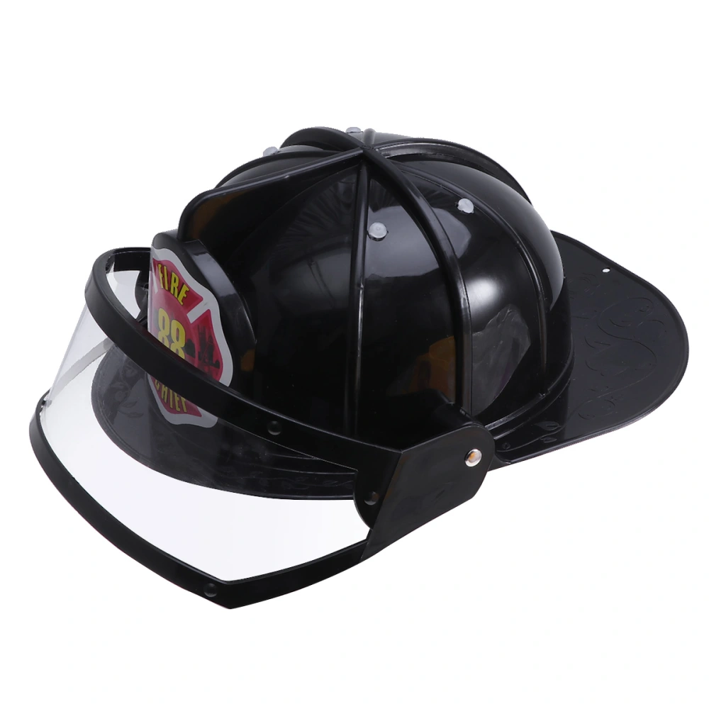 Plastic Safety Helmet Adjustable Fire Hat Toy Educational Toy Creative Construction Funny Gadgets for Kids Children (Black)