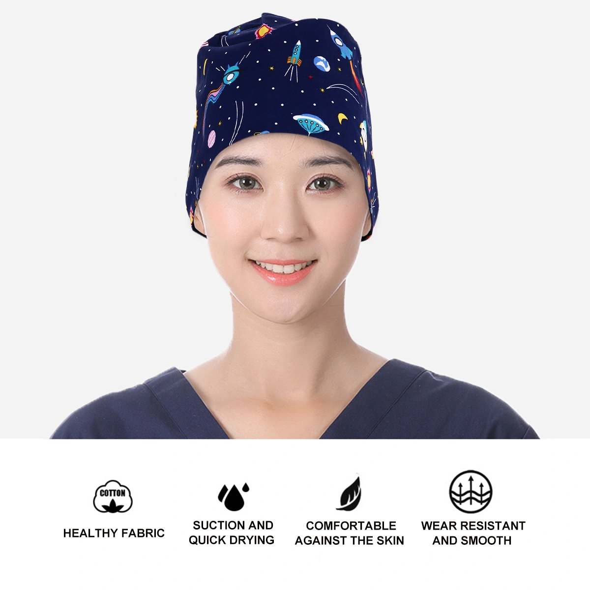 4pcs Printed Working Hat Cotton Working Turban for Woman (Assorted Color)