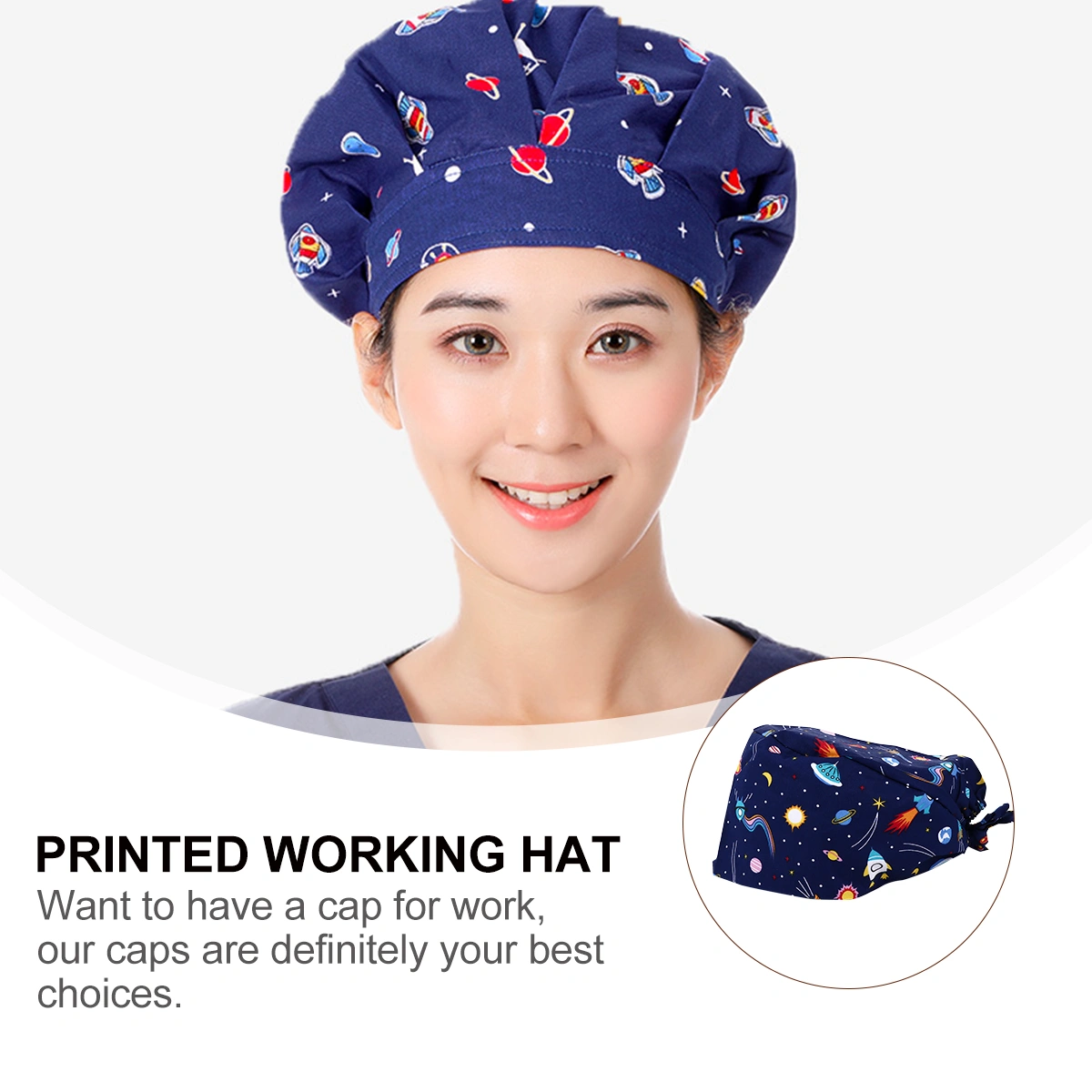 4pcs Printed Working Hat Cotton Working Turban for Woman (Assorted Color)