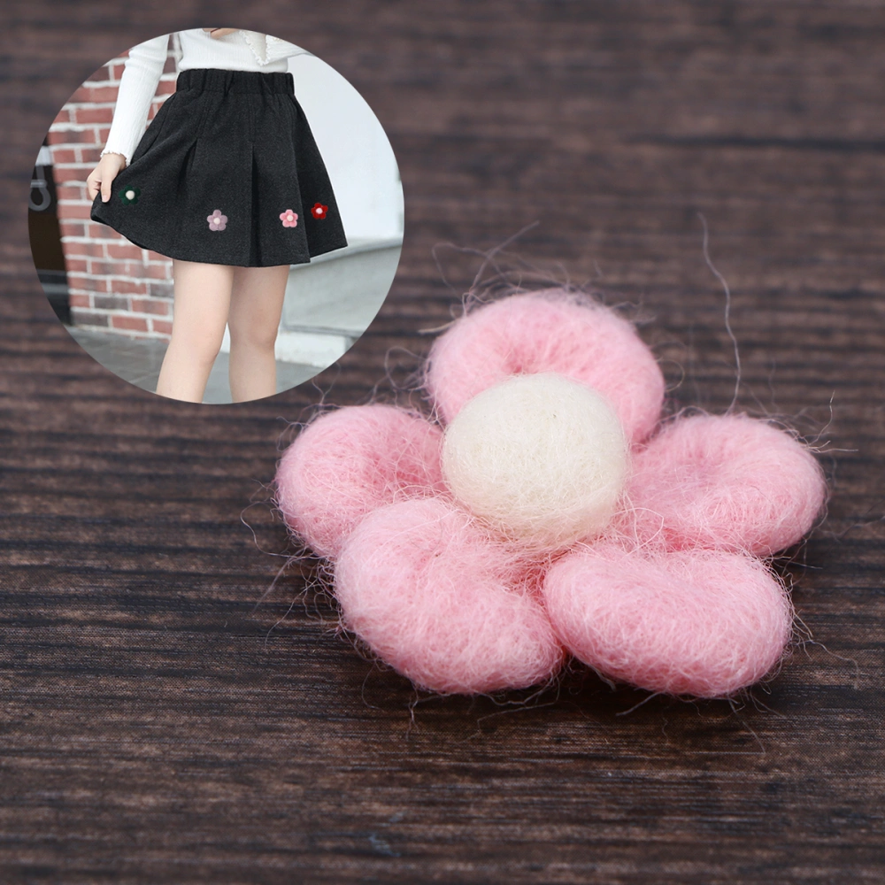 Colorful Flower Wool Felt Balls DIY Kids Hairpins Decoration Wool Felt Balls for DIY Christmas Crafts Accessory(Pink)