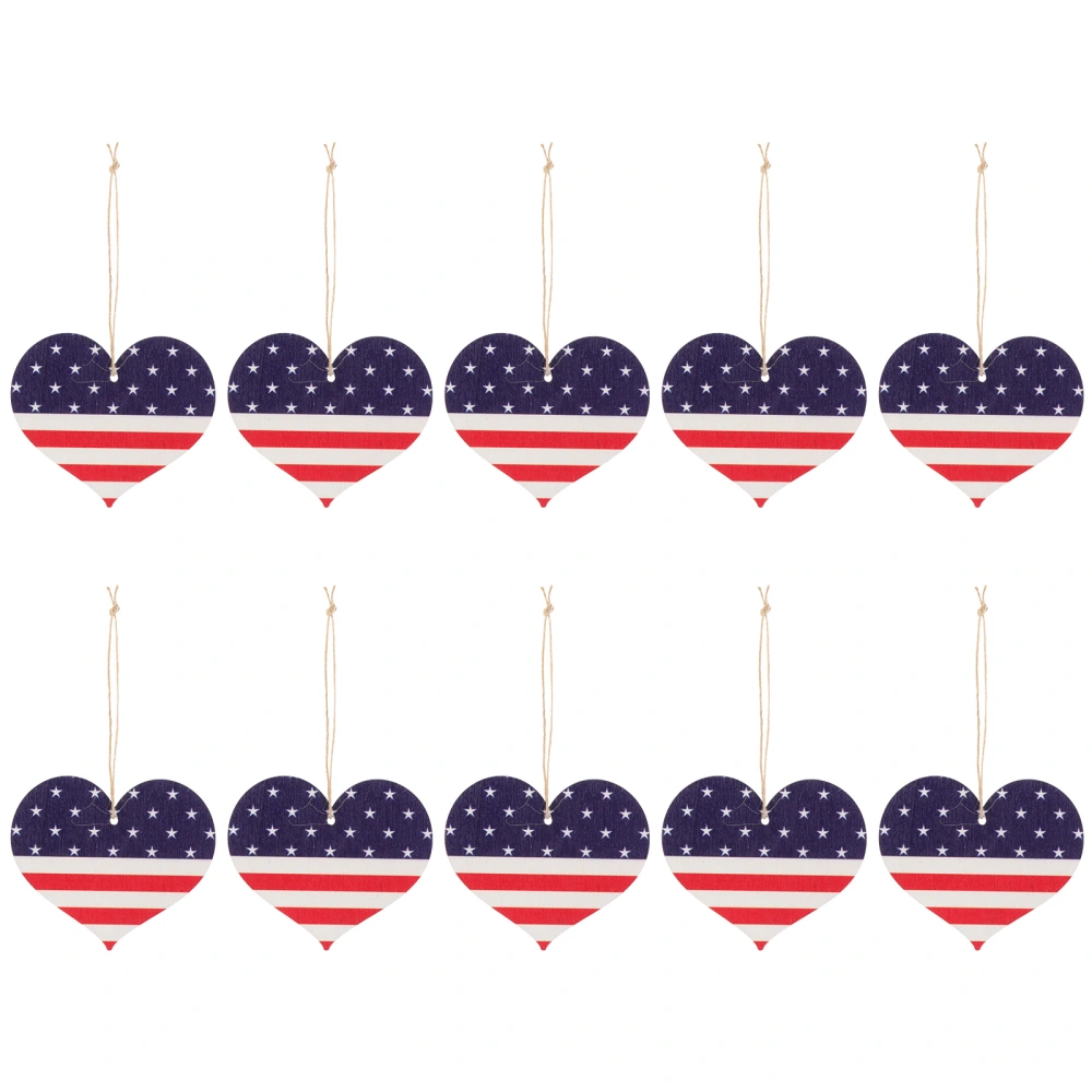 10Pcs American Independence Day Pendants Wooden Chips Hanging Ornaments Home Decor