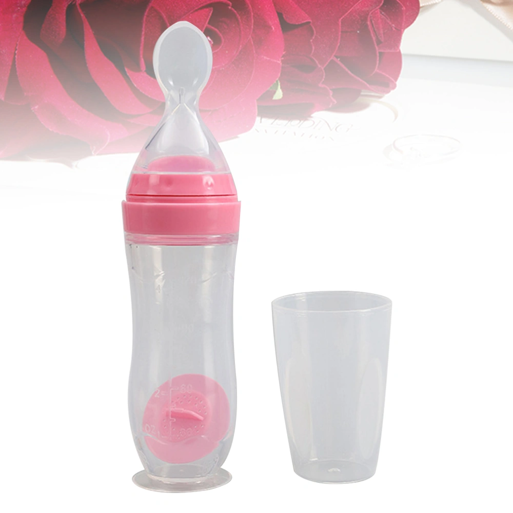 120ML Baby Suction Type Rice Paste Milk Bottle Safe Infant Silicone Feeder Creative Squeezing Feeding Bottles (Pink)