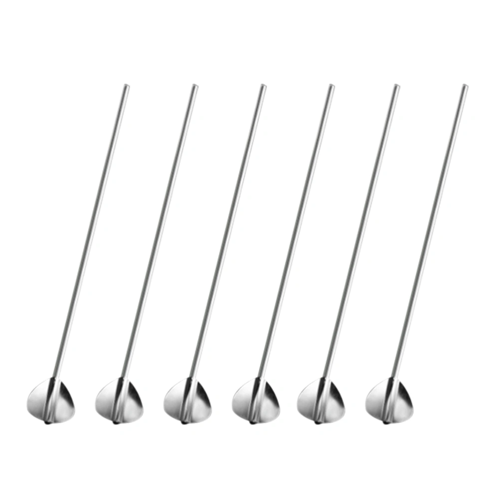 6 Pcs Stainless Steel Heart Shape Metal Drinking Straw Reusable Straws Cocktail Spoons Set