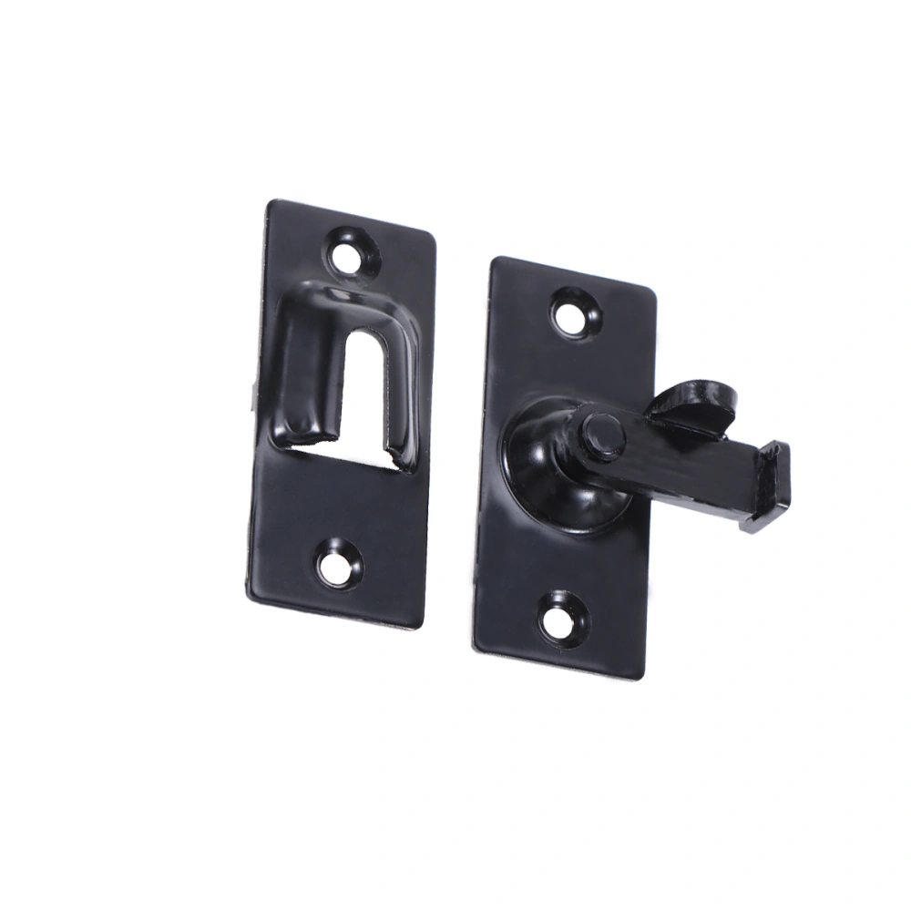 1Pc 90 Degree Solid Door Latch Bolt 304 Stainless Steel Lock Sliding Door Right Angle Buckle (Black)