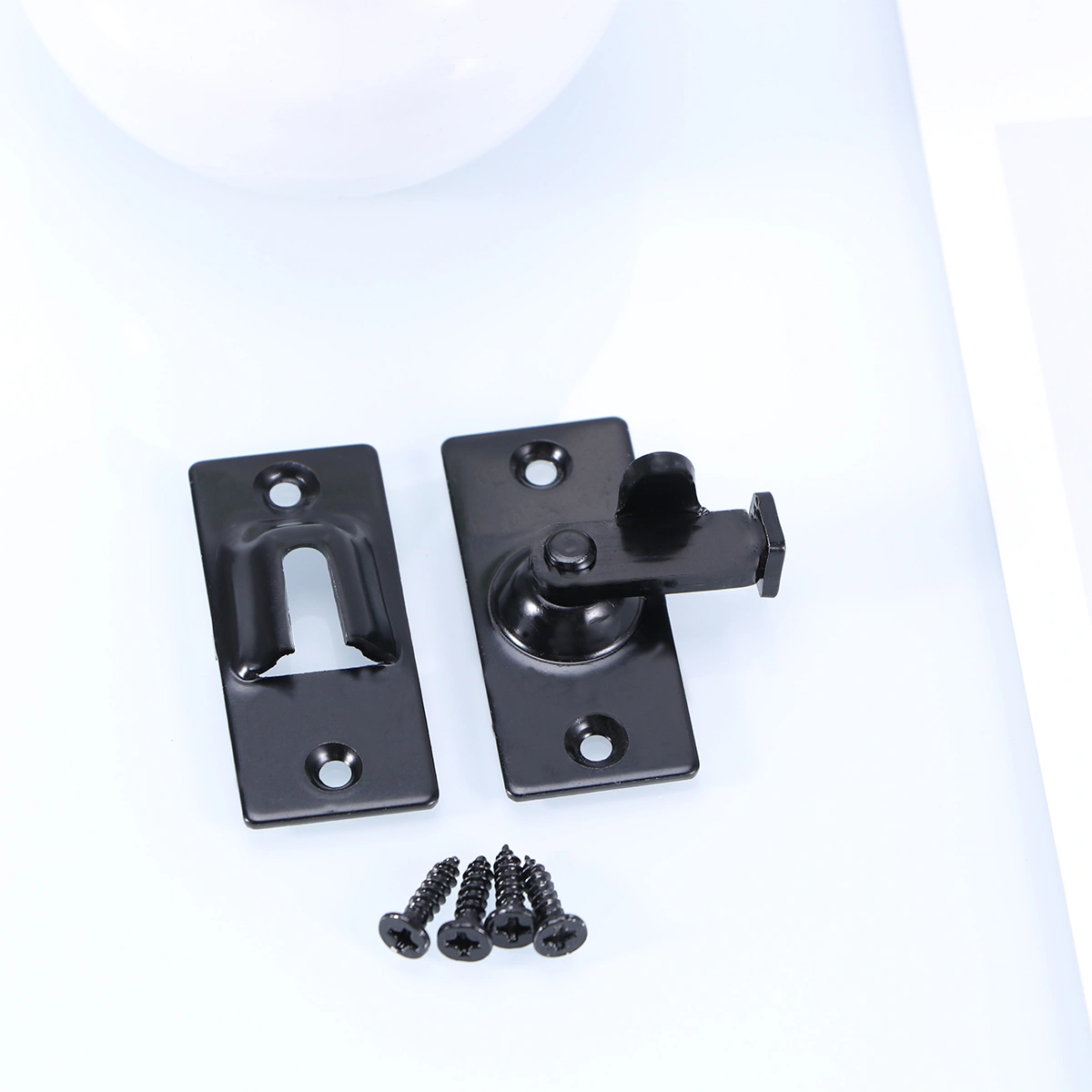1Pc 90 Degree Solid Door Latch Bolt 304 Stainless Steel Lock Sliding Door Right Angle Buckle (Black)