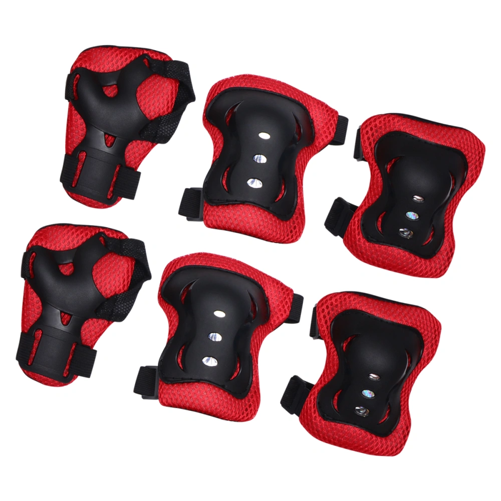 1 Set of 6PCS Child Roller-skate Protection Gear Cycling Thickened Protector Sports Combination Protectors Kit for Kids Roller Skating Cycling Use (Black Red)