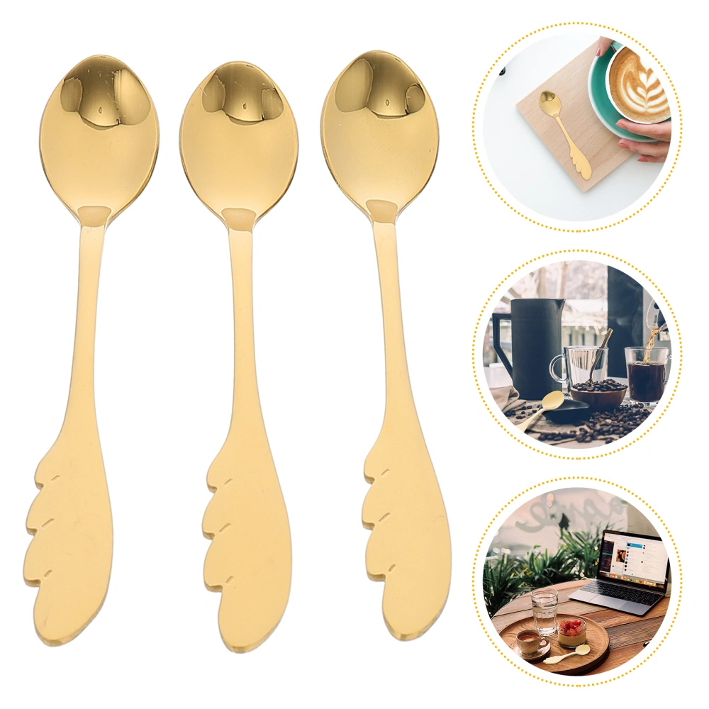 6pcs Exquisite Dessert Spoons Lovely Coffee Spoons Stirring Spoons (Golden)