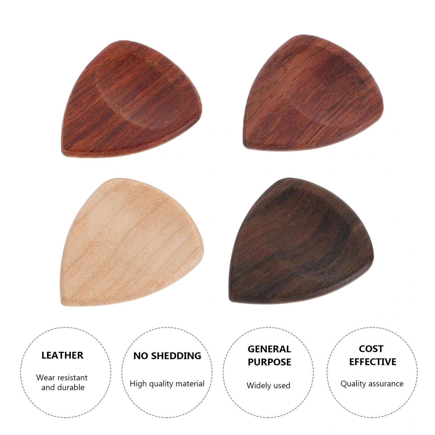 4Pcs Guitar Bass Wooden Picks Fashion Simple Design Guitar Accessories