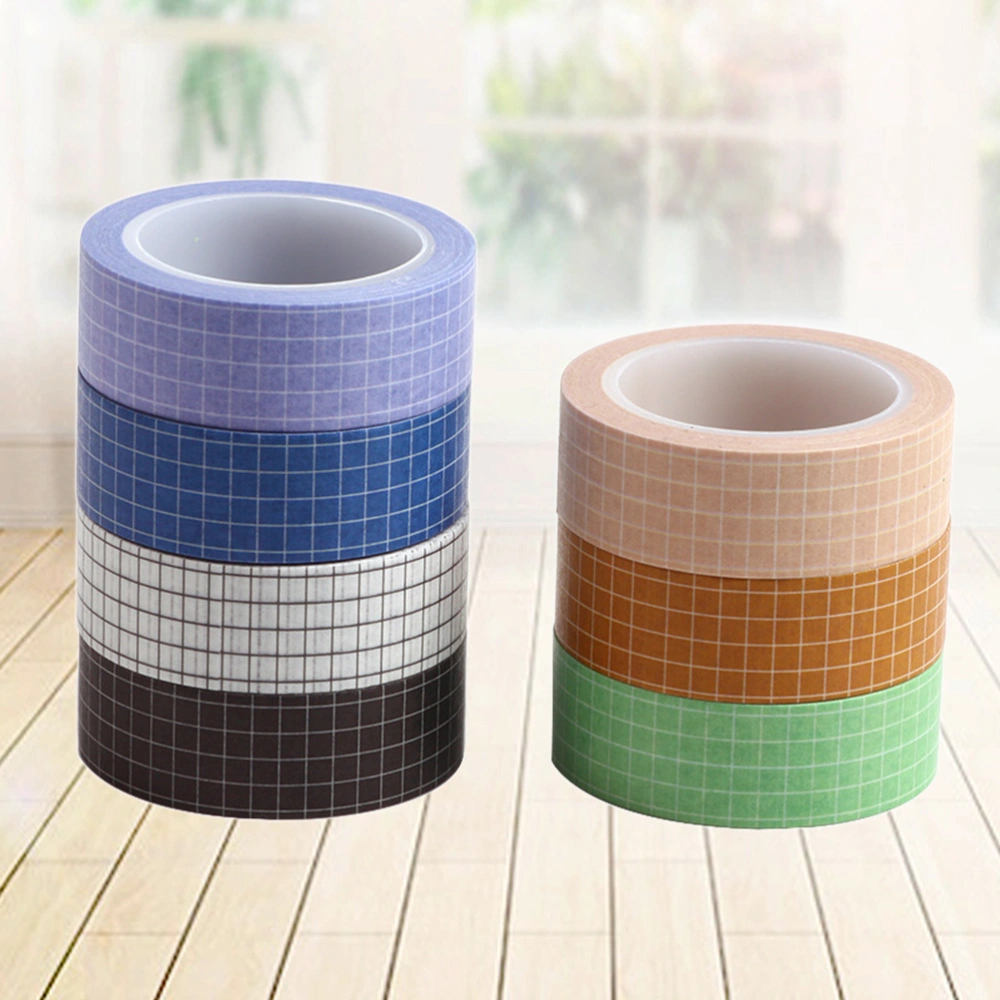 7pcs Pure Color Grid Paper Tapes Handmade DIY Decorative Washi Tapes Masking Tapes DIY Stationery School Supplies(Mixed Patterns)