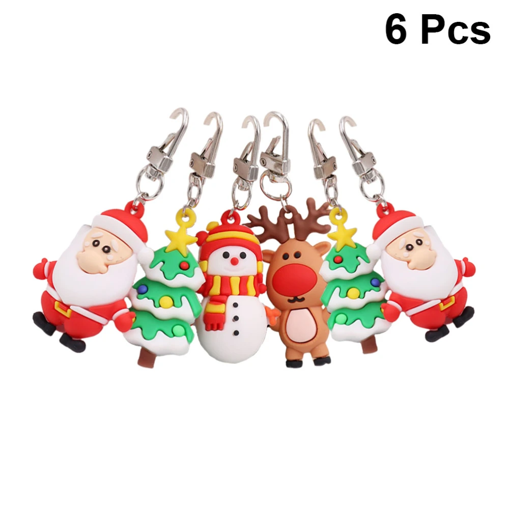 6PCS Christmas PVC Key Ring Key Chain Bags Hanging Pendant Key Holder Bag Decoration (Random Style)