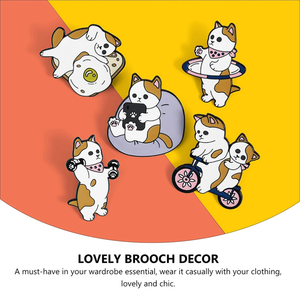 5PCS Lovely Animal Fitness  Brooch Cartoon Decorative Clothing Pin 5 Styles