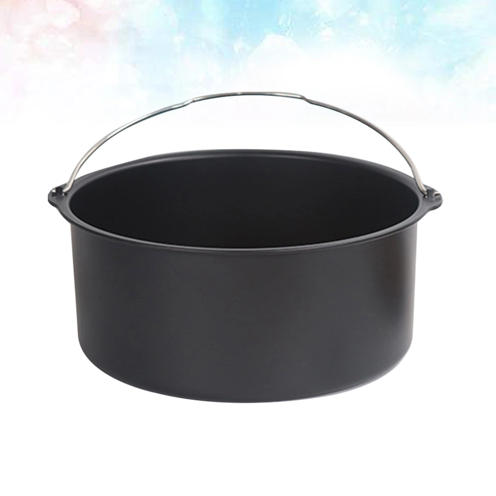 1pc Cake Basket Air Fryer Accessories Baking Tool Kitchen Gadget for Cake Pan Dessert (Black 8 Inches)