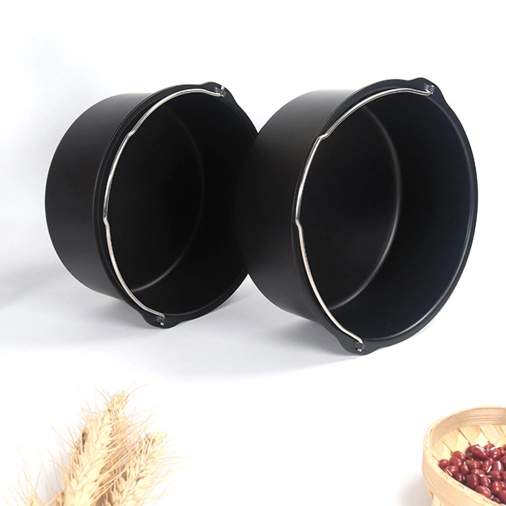 1pc Cake Basket Air Fryer Accessories Baking Tool Kitchen Gadget for Cake Pan Dessert (Black 8 Inches)