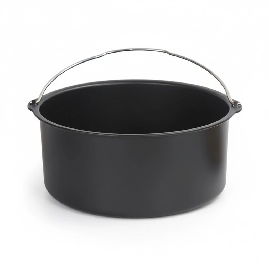 1pc Cake Basket Air Fryer Accessories Baking Tool Kitchen Gadget for Cake Pan Dessert (Black 8 Inches)