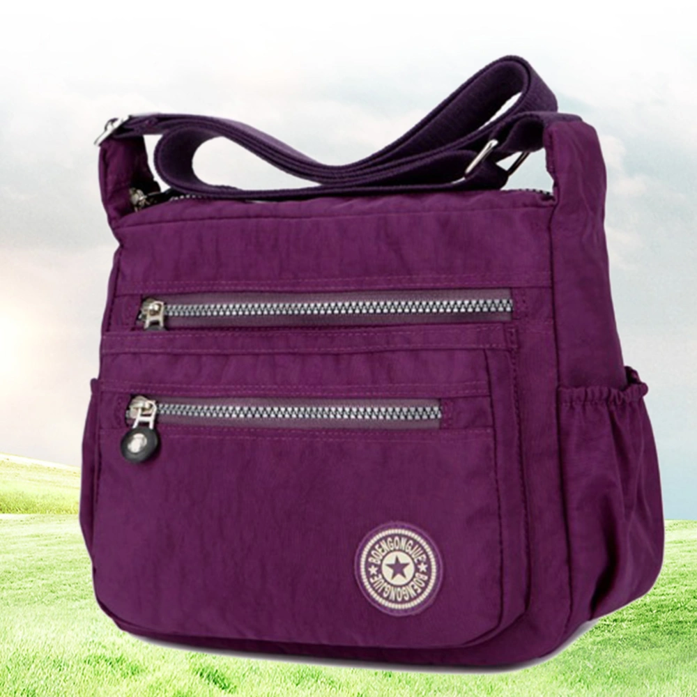 Casual Lady Shoulder Bag Storage Handbag Waterproof Crossbody Bag for Phone Earphone Sundries (Purple)