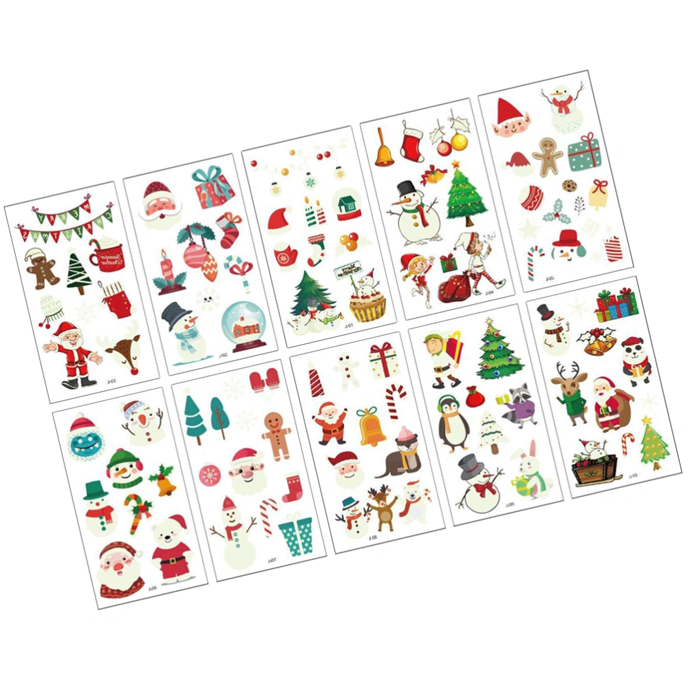 20 Pcs Christmas Luminous Tattooing Sticker Funny Children Waterproof Sticker