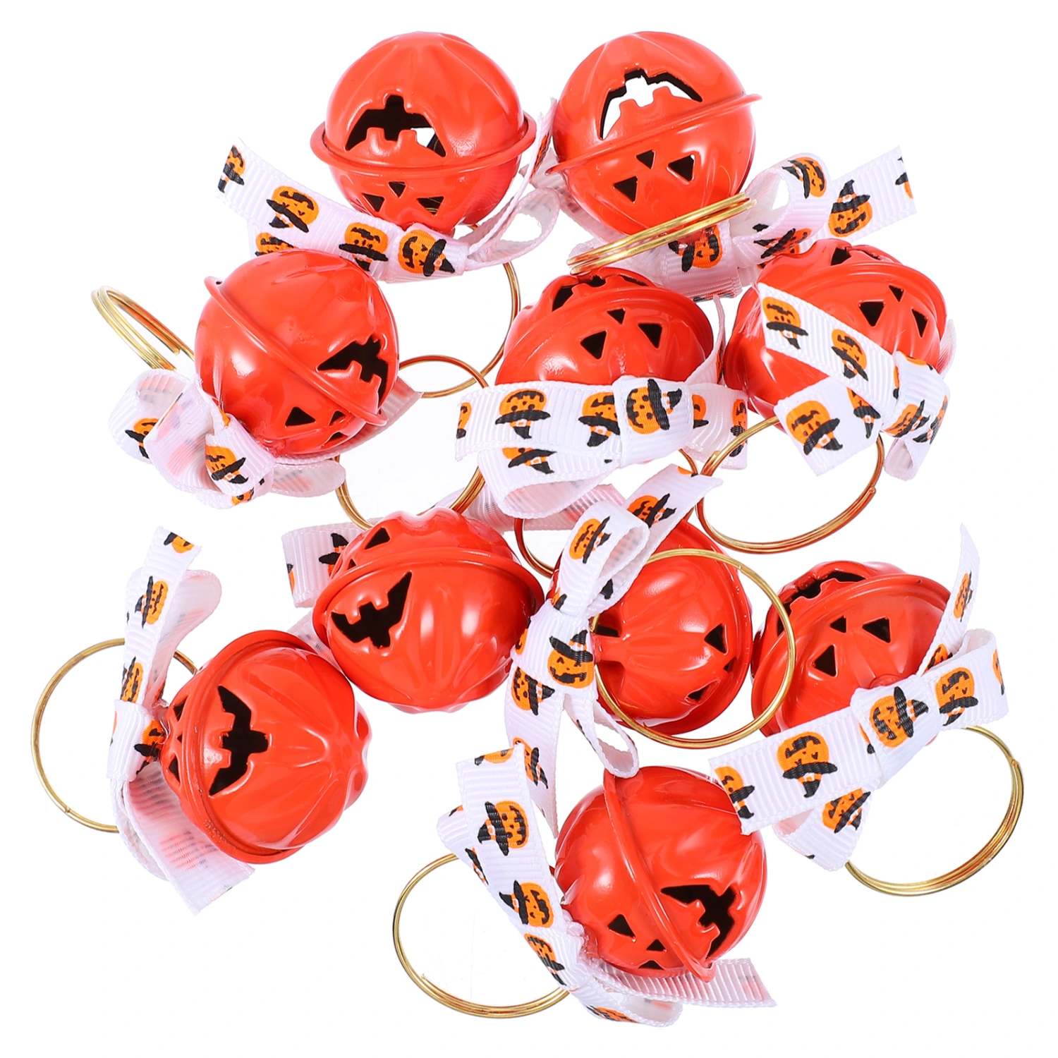 10pcs Halloween Bell Pendants Pumpkin Shape Bells Halloween Decorations