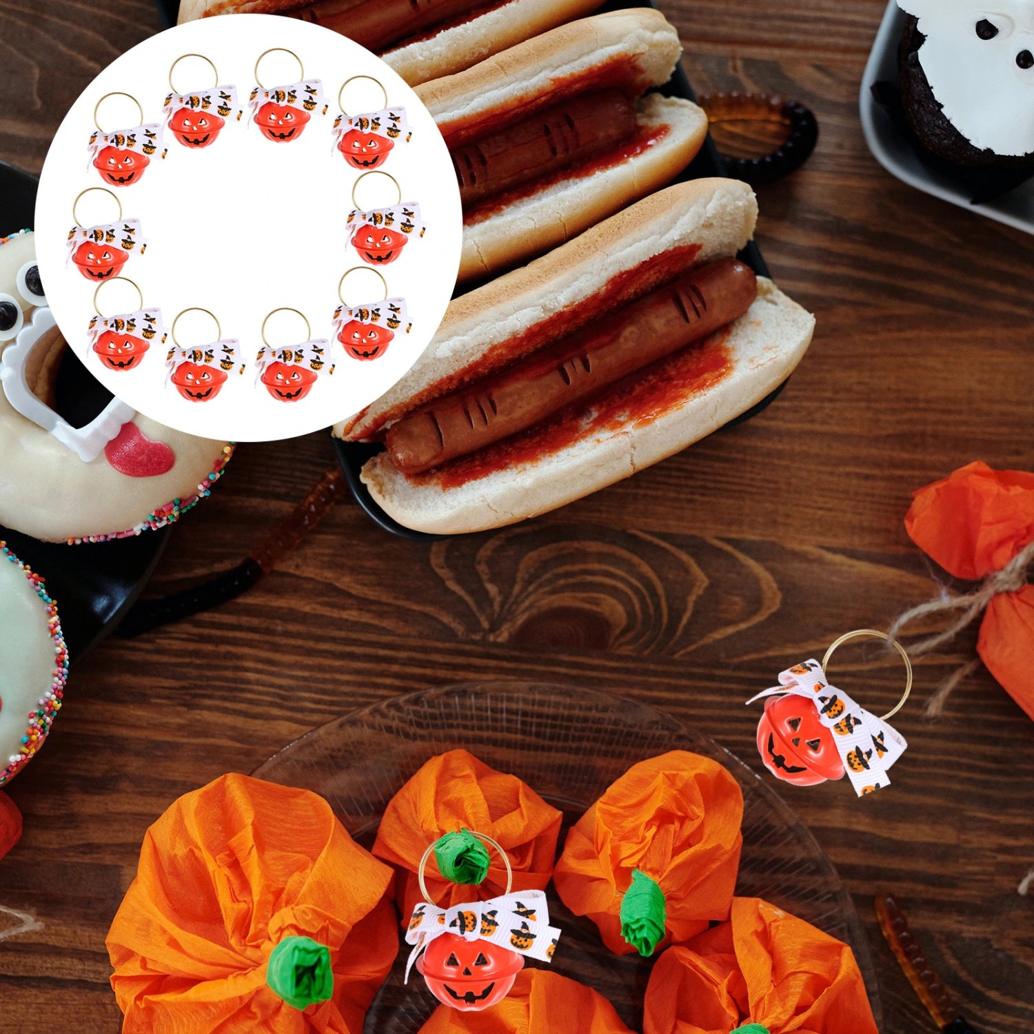 10pcs Halloween Bell Pendants Pumpkin Shape Bells Halloween Decorations