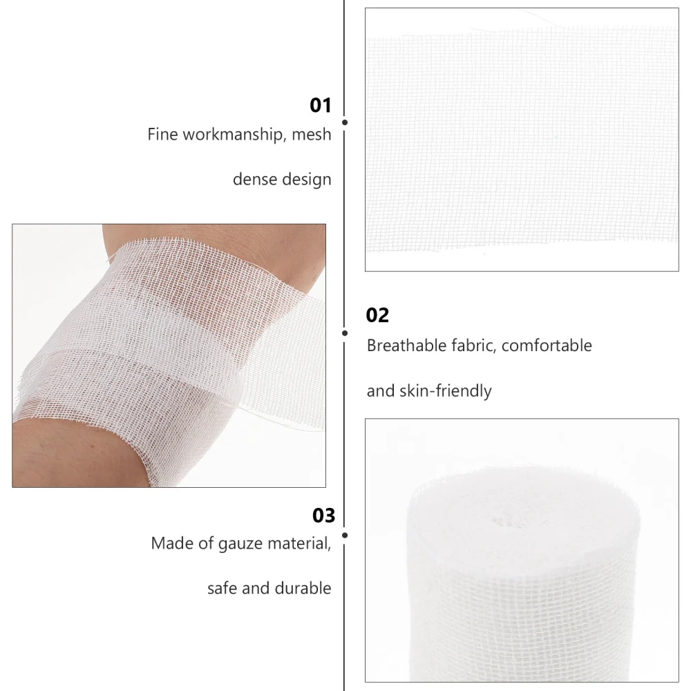 10 Rolls of Professional Gauze Bandages Breathable Medical Wound Tapes for Home Hospital