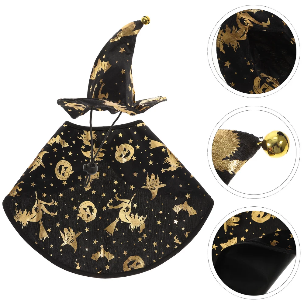 1Pc Small Pet Cloak Decorative Witch Cloak Festival Pet Costume Accessory Black