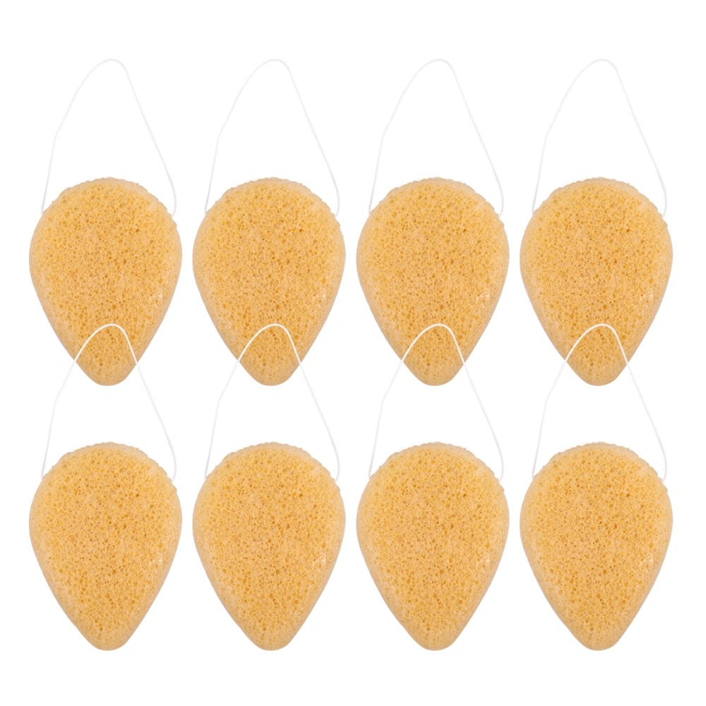 8Pcs Konjac Face Puff Water Drop Shaped Puff Sponge Face Washing Puff (Yellow)