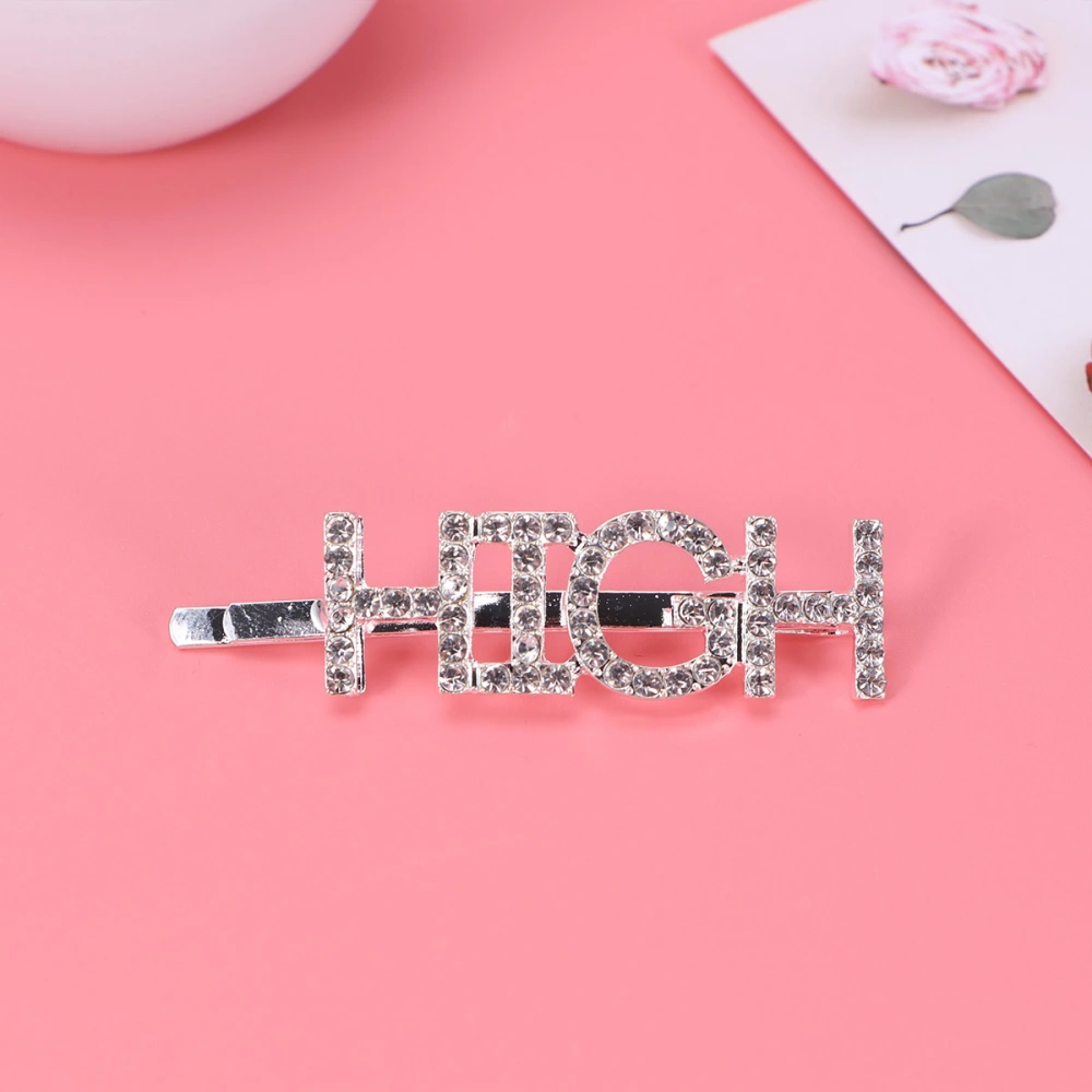 8pcs Fashionable Rhinestone Hair Clip Creative Ponytail Holder Letter Clip Delicate Barrettes Styling Bobby (Mixed Style)