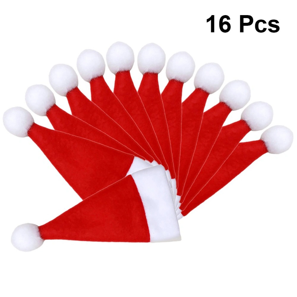 16pcs Tableware Cover Christmas Hat Fork Cover Cutter Fork Cover Christmas Hat Bottle Cover