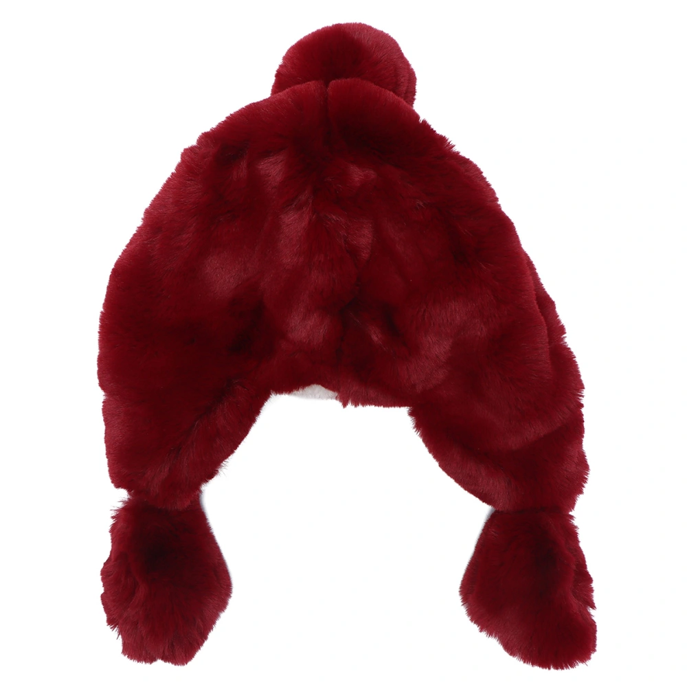 1pc Winter Fur Hat Rabbit Hair and Wool Winter Hat with Earmuffs Warm Comfortable for Women Girls Ladies (Claret)