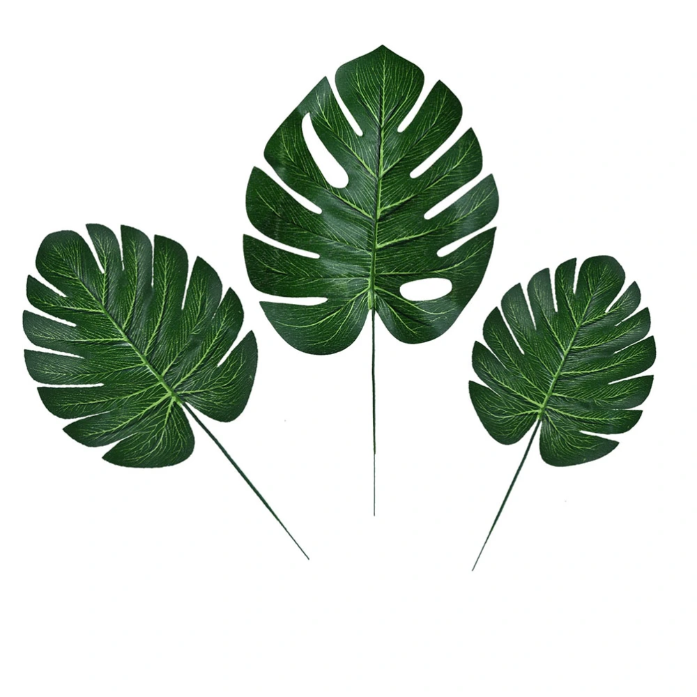 36pcs Hawaii Party Decoration Green Imitation Turtle Back Leaf with Pole Table Ornaments