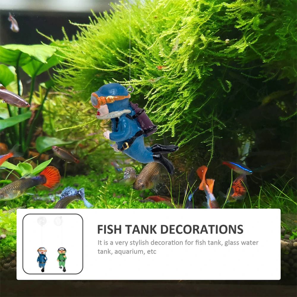 2Pcs Household Aquarium Decors Decorative Floating Divers Adorable Aquarium Ornaments