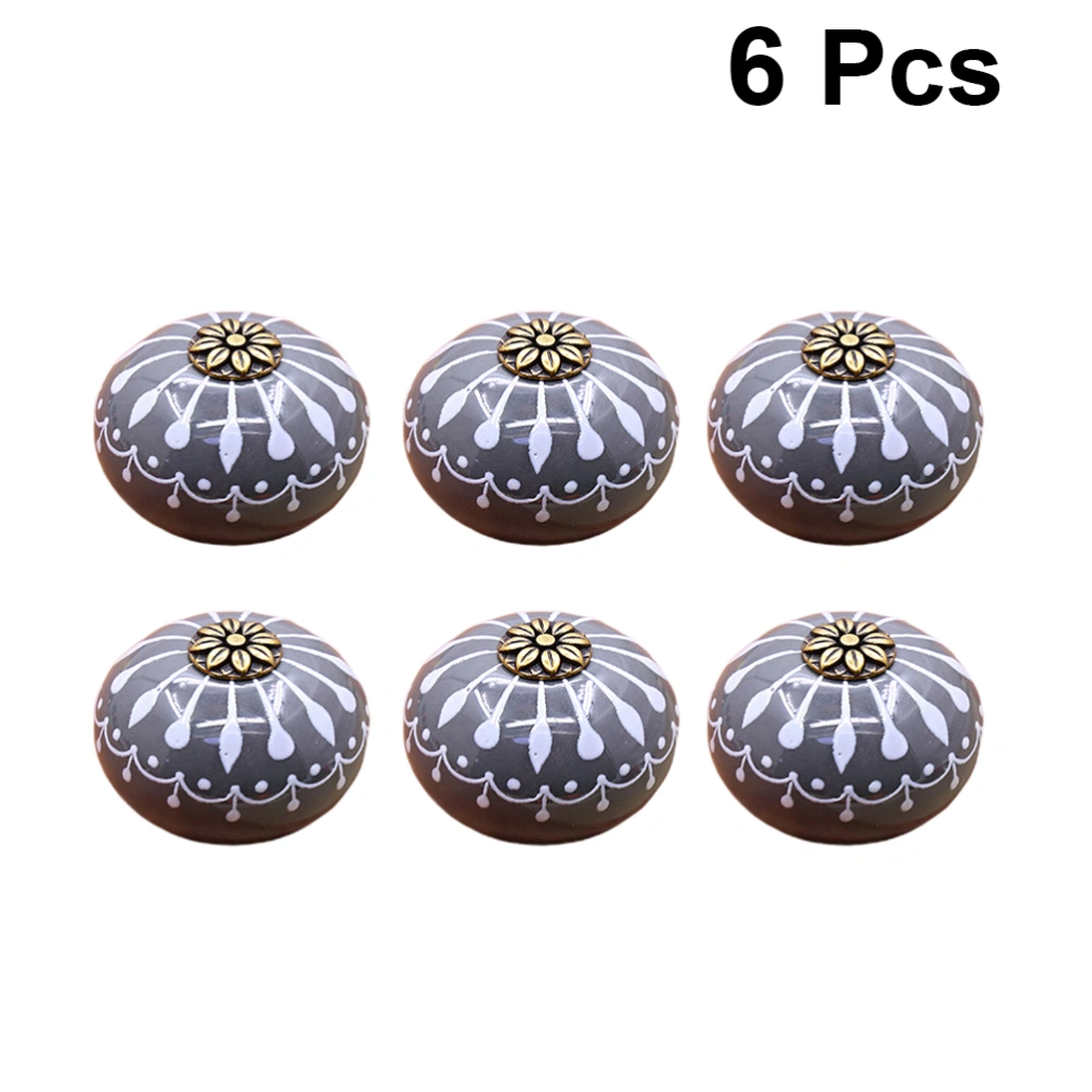 6Pcs Durable No Base Door Handle Door Handle Wardrobe Cabinet Drawer Knobs Pull Handles Furniture with Screwing(Grey)