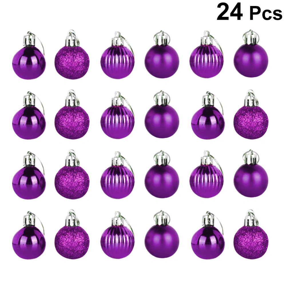 24pcs 4cm Christmas Tree Hanging Balls Plastic Pendants Christmas Ornaments Decor (Purple)