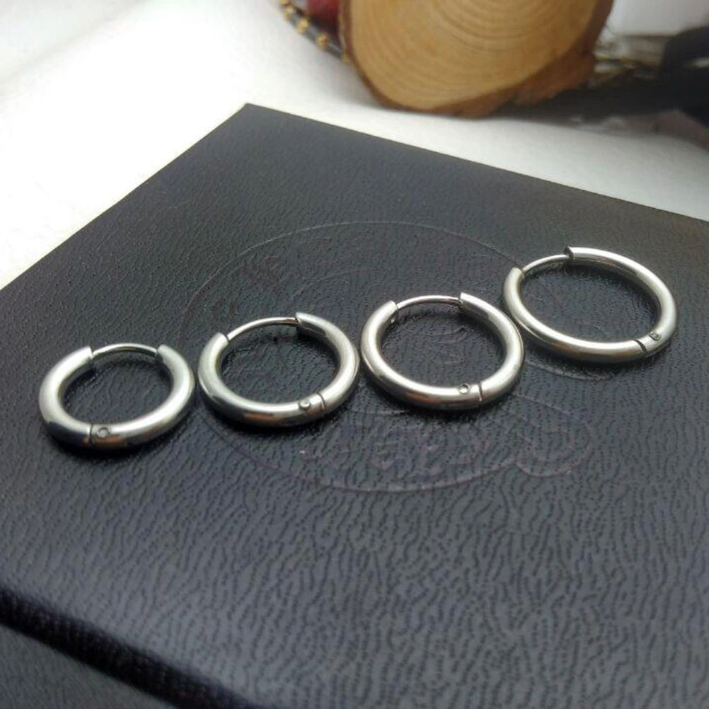 Men's Earrings Ring Nail Stainless Steel Clip-on Closure Earrings Nose Lip Belly Eyebrow Helix Cartilage Tragus Earrings 2.5*12mm (Steel Color)