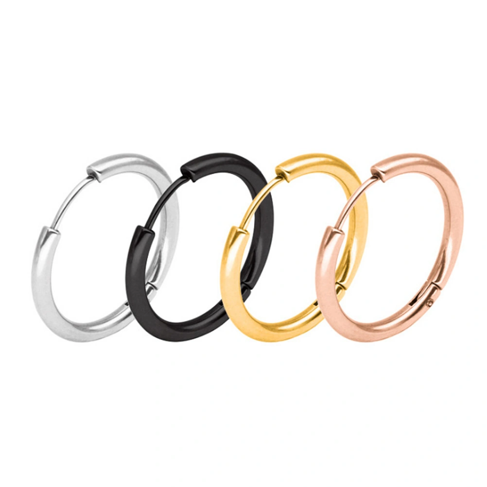 Men's Earrings Ring Nail Stainless Steel Clip-on Closure Earrings Nose Lip Belly Eyebrow Helix Cartilage Tragus Earrings 2.5*12mm (Steel Color)